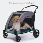 STLFHeavy Duty Pet Stroller Large Dog Cart Max Load 60KG 132lbs Folding Carrier Wagon Pram for XL Dogs Outdoor Travel Grey