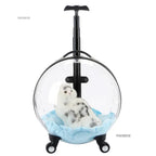 Foldable Pet Stroller Cat Carrier Transparent Lightweight Portable Wheeled Puppy Dog Travel Trolley Compact For Outdoor