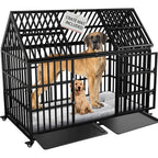 Heavy-Duty XL Dog Crate with Rooftop & Lockable Wheels (54in)