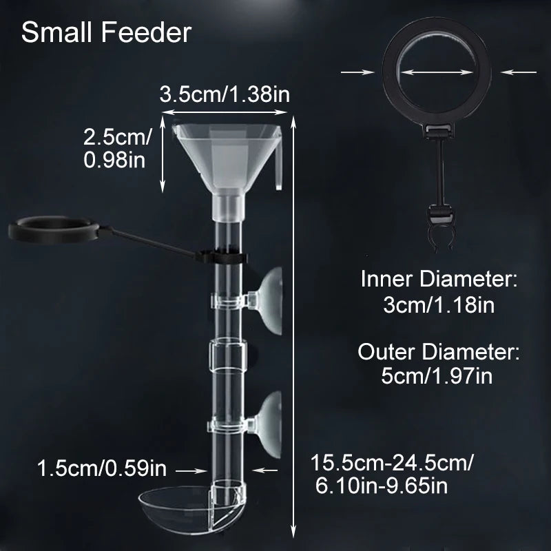 Acrylic Telescopic Aquarium Fish Feeder Tube (Transparent, Adjustable Length, Feeding Ring)
