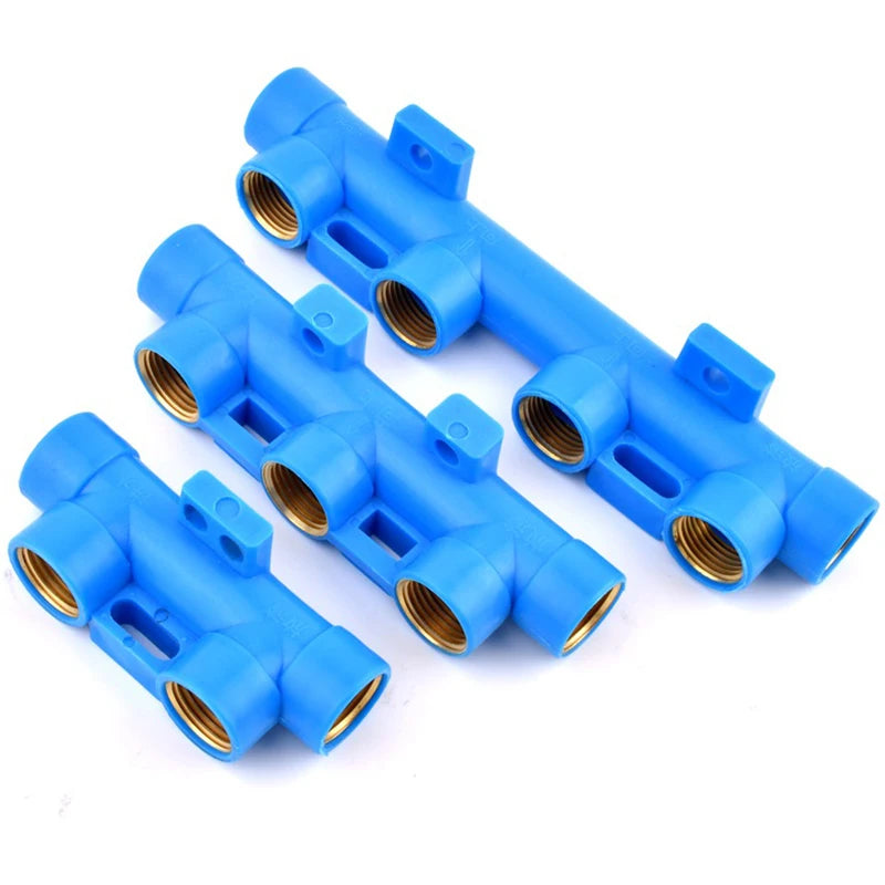 Water Pipe Splitter Distributor (4/5/6-Way, 1/2" Female Thread, Drain Switch for Tank & Sprinkler)