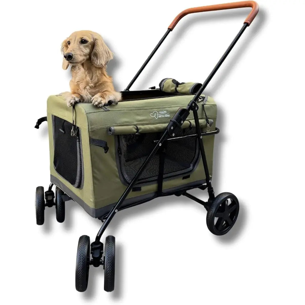 Pet Stroller oldable Travel Crate or Small and Medium Dog and Cat, Portable Pet Travel Carrier, Pet Jogger with Detach Carrier