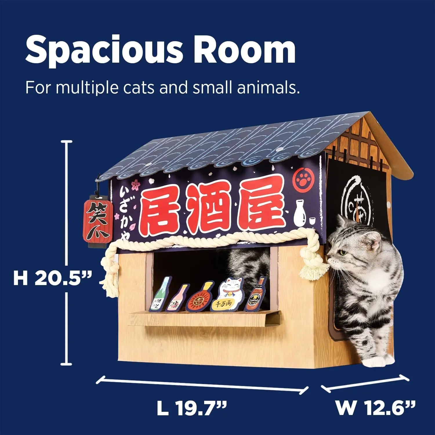 Cardboard Cat House with Scratcher (Izakaya Bar Style)