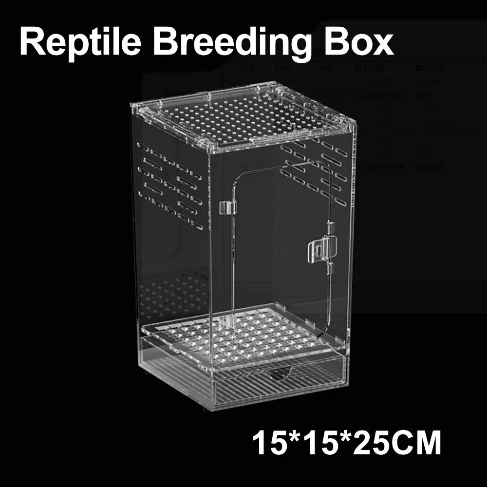15x15x25cm Reptile Breeding Box Transparent Visable Arboreal Terrarium Habitat Insect Spider Lizard Scorpion Feeding Cage