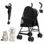 【New style】Pet Stroller For Small Dogs And CatsCYUmail 4 Wheels Foldable Dog Stroller Puppy Carrier For Small Dogs 0-15 Lbs W/C
