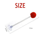 Suction Cup Cat Teaser Stick with Colorful Fur Ball Spring — Interactive Floor Toy for Cats