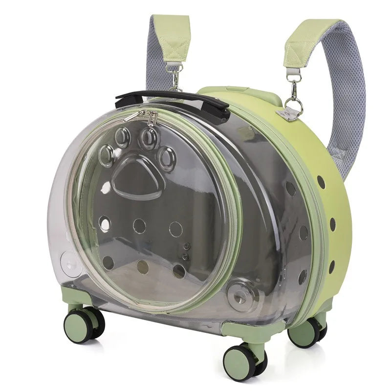 High Quality Travel Products Transparent Pet Dog Cat Backpack Carrier Bag With Wheels Pet Trolley
