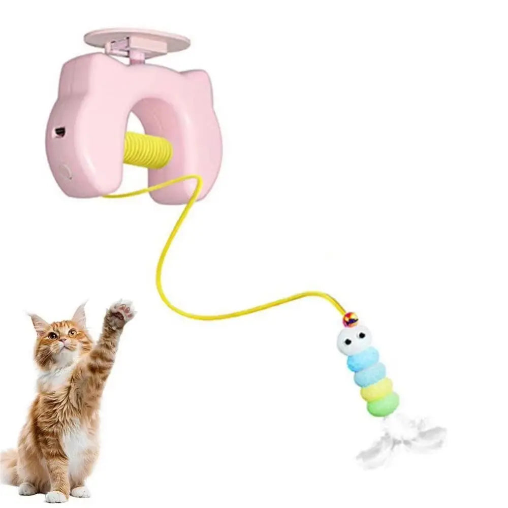 Electric Door-Hanging Swing Cat Toy — Automatic Elastic Rope Feather & Bell Teaser