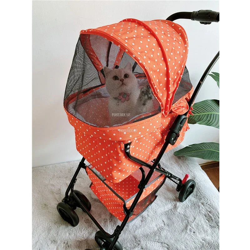Fashion Universal Wheel Pet Stroller, Lightweight Foldable Dog Cat Cart, Compact Indoor Outdoor Carrier, Modern Pet Travel Gear