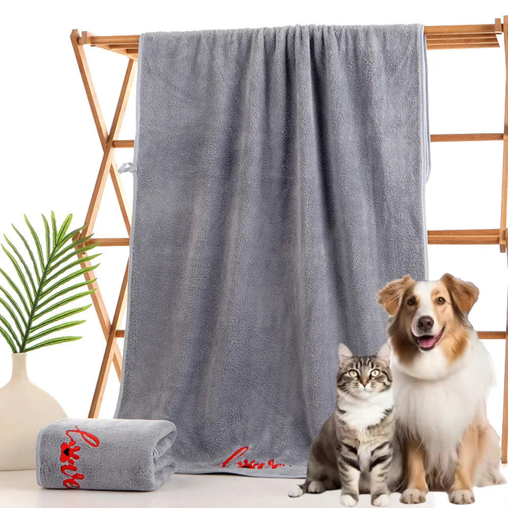1/2/4pcs Quick Drying Dog and Cat Towels Soft Fiber Towels Bath Towel Pet Bathrobe Covenient  Cleaning Towel Pet Supplies