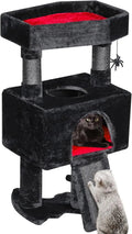 Gothic Cat Tree Tower with Coffin Bed (33.6in, Black & Red)