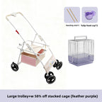 Foldable Lightweight Pet Stroller for Parrots Dogs Cats Outdoor Travel Carrier with Storage Space Portable Pet Transport Cart