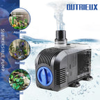 Ultra-Quiet HJ Series Submersible Fountain Pump (500–3000L/H, Multi-Use, Adjustable Flow)