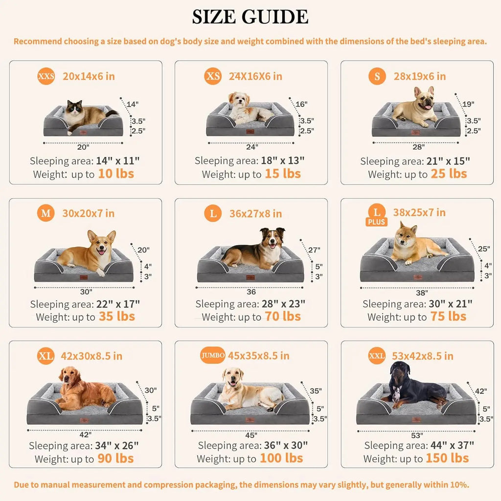 42x30in Orthopedic Dog Bed for Extra Large Dogs, Waterproof Egg Crate Foam (Grey)