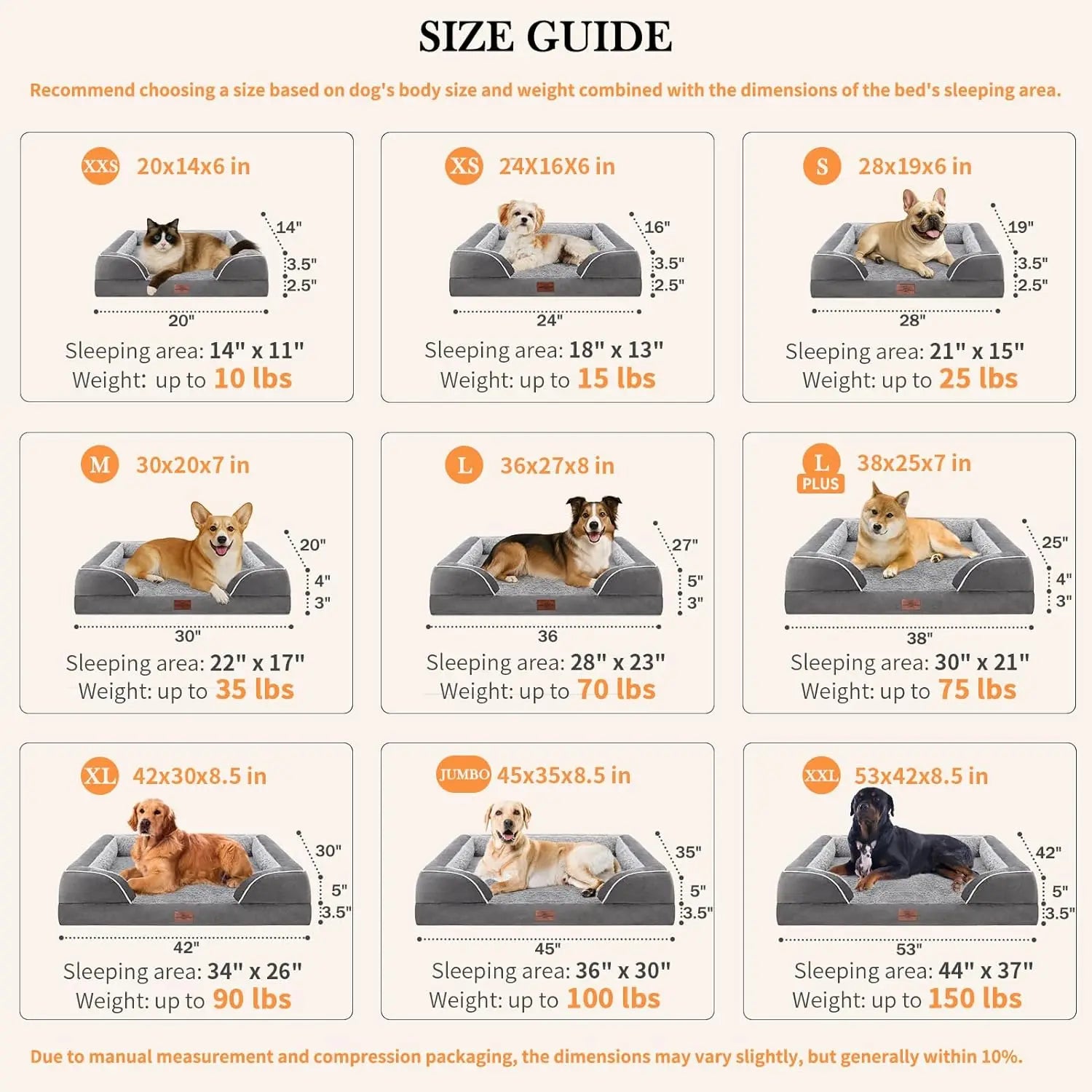 42x30in Orthopedic Dog Bed for Extra Large Dogs, Waterproof Egg Crate Foam (Grey)