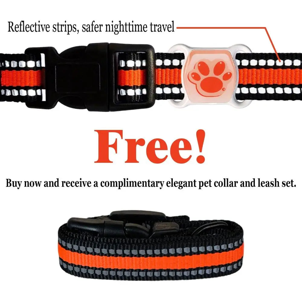 No-Subscription Pet GPS Tracker for Dogs & Cats with Free Collar - Waterproof Real-Time Tracking