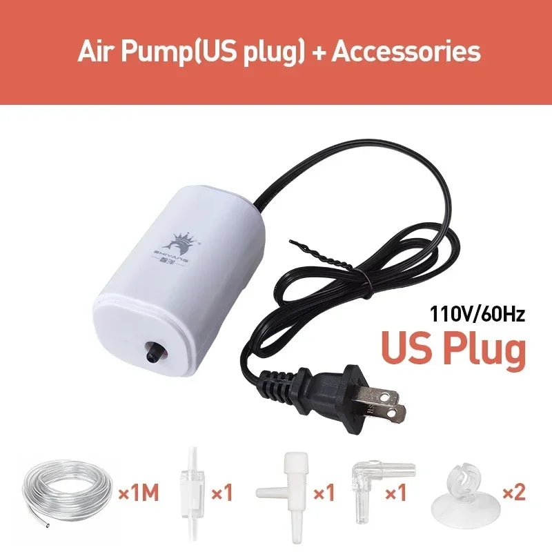 Ultra Silent 3W 220V-240V Aquarium Silent Air Pump Fish Tank Mini Air Compressor 110V Oxygen Pump Aquarium Fish Tank Oxygen Pump