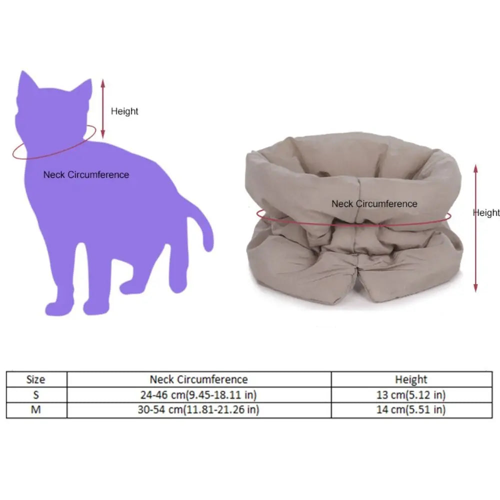 Waterproof Adjustable Cat Recovery Cone Collar — Warm Breathable Anti-Bite Elizabethan Pet Wound Protector
