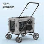 BL09 Universal Pet Stroller Foldable Dog Cat Carrier Outdoor Travel Cart with Detachable Bag