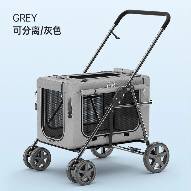 BL09 Universal Pet Stroller Foldable Dog Cat Carrier Outdoor Travel Cart with Detachable Bag