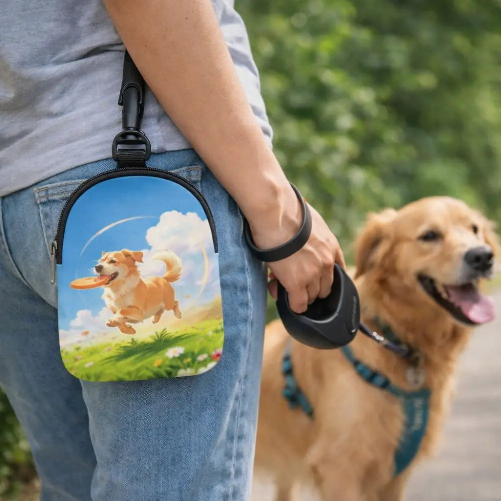 Dog Training Snack Bag with Hook Buckle (Cartoon Print, Waterproof)