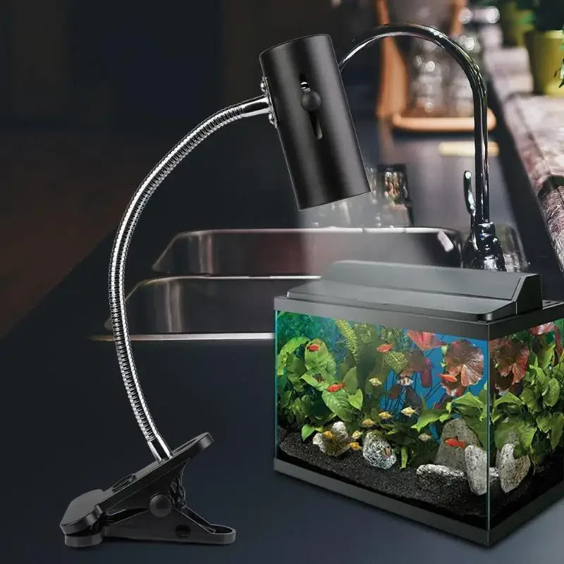 Turtle Fish Tank Reptile Heating Light Holder 360 Degree Rotation E27 Lamp-socket Clip-on Bulb with Lamp Clip Cover уф лампа для