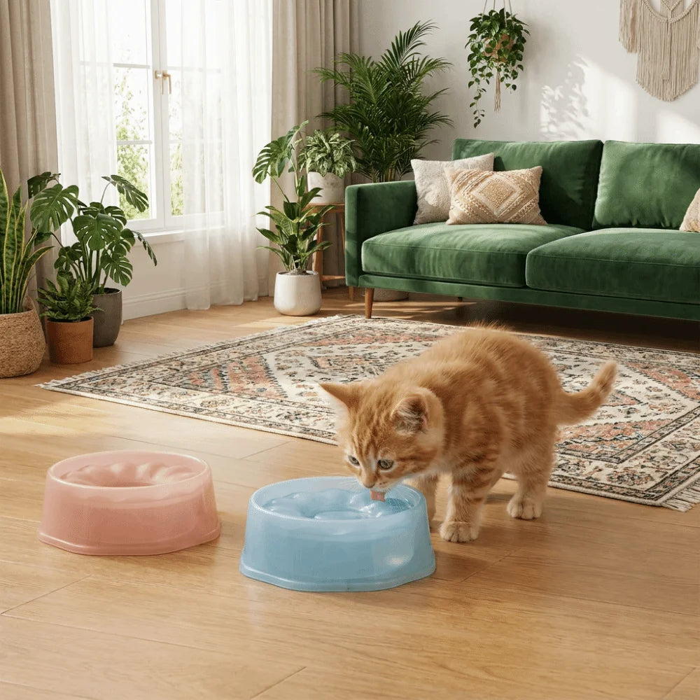 Plastic Pet Floating Water Bowl Large Capacity Spill Proof Pet Water Dispenser Anti-Splash No Wet Mouth Dog Drinking Bowl