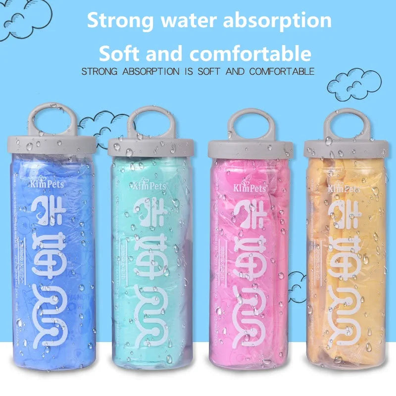 Absorbent Dog Towel Pet Bath Towels Synthetic Deerskin Strong Absorbing Water Clean Towel Soft Bath Towel with Storage Bucket