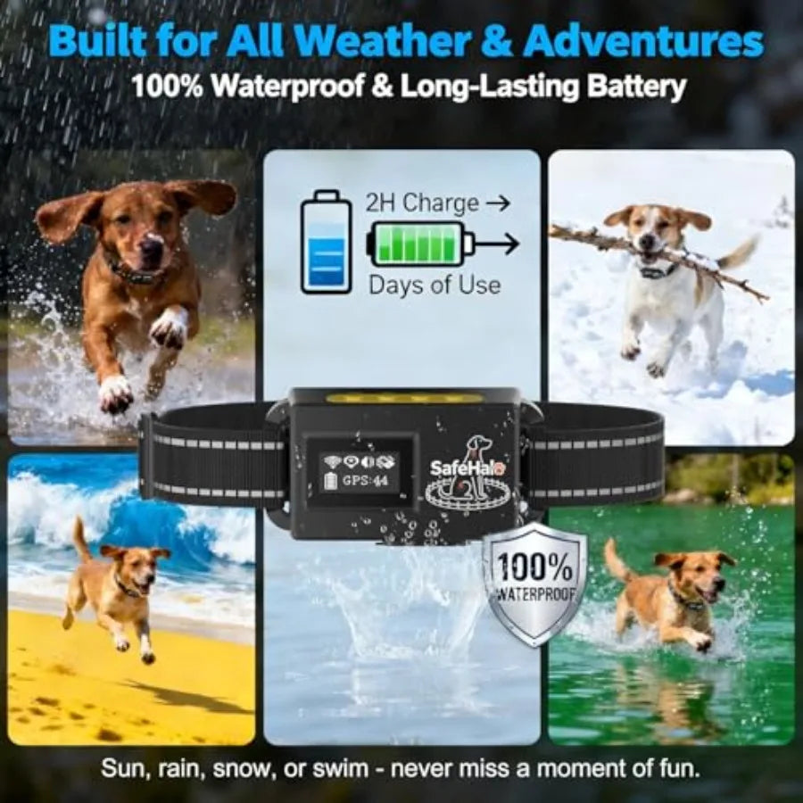Wireless GPS Dog Collar Fence for Backyards - 48H Battery Invisible Electric Fence for Dogs that Dig & Run