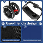 Pet Stroller, Dog Stroller for Small Medium Dogs Cats, 3 Wheels, Foldable, with Breathable Mesh Canopy, Cup Holders, Easy Assem