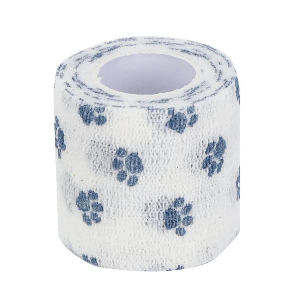 Elastic Fiber Pet Self-adhesive Bandage Non-woven Fabric Breathable Elastic Cohesive Tape Stretchable Printed Paw Pattern
