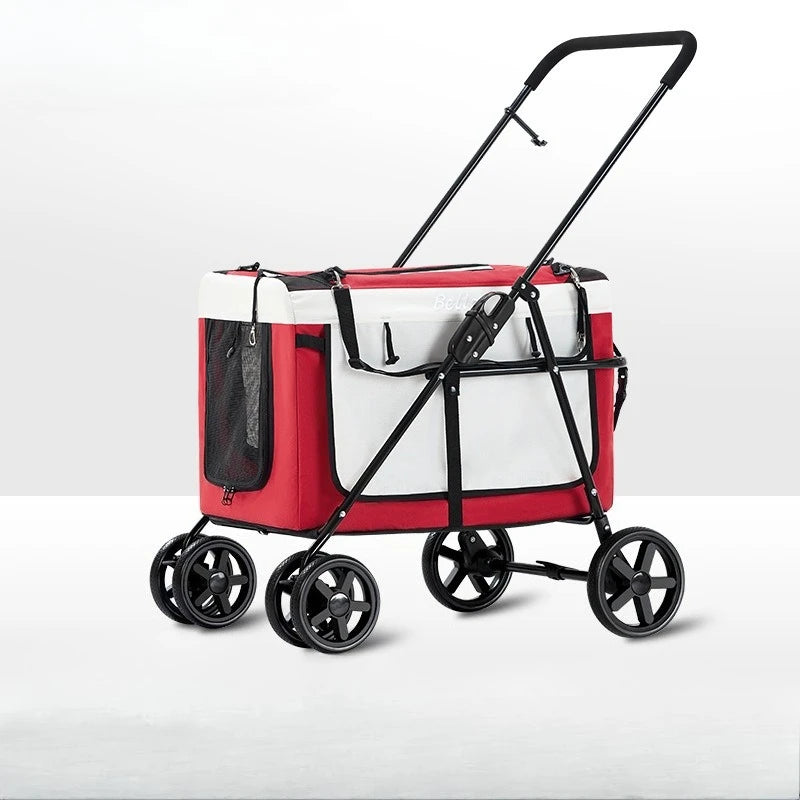 BL09 Universal Pet Stroller Foldable Dog Cat Carrier Outdoor Travel Cart with Detachable Bag