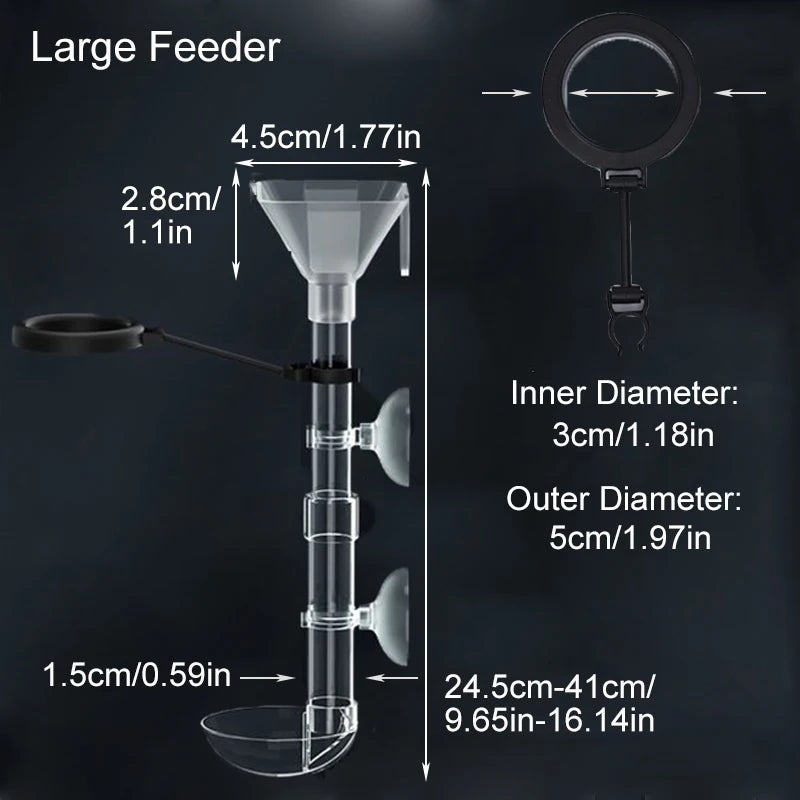 Acrylic Telescopic Aquarium Fish Feeder Tube (Transparent, Adjustable Length, Feeding Ring)