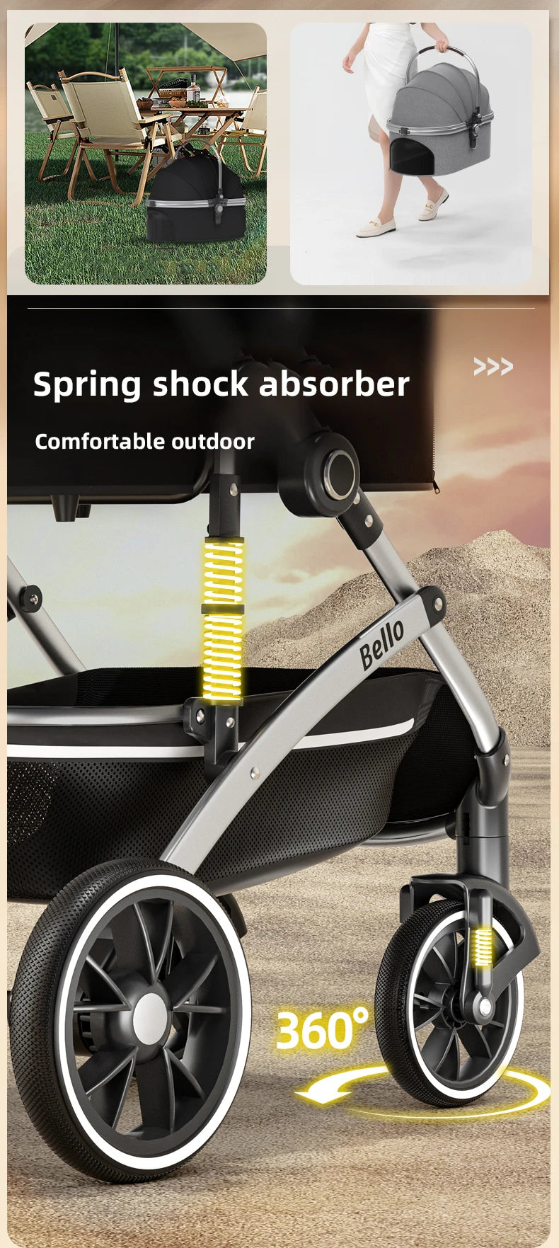 STLFSmall Foldable Pet Stroller with 4 Wheels Travel Carrier for Dogs Cats Aluminum Fabric Material for Car Rides Outdoor Ventur
