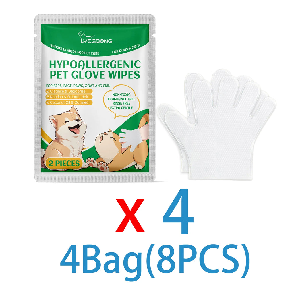 Disposable Pet Cleaning Gloves for Dogs and Cats with Coconut Oil and Glycerin Wipe Down Between Baths No Water Needed Drying