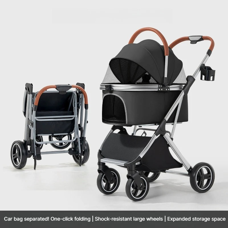 Detachable Basket Pet Stroller Ultra Lightweight Foldable For Small Medium Dogs Cats Outdoor Travel Portable Pet Carrier