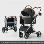Detachable Basket Pet Stroller Ultra Lightweight Foldable For Small Medium Dogs Cats Outdoor Travel Portable Pet Carrier