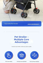 Pet Stroller for Dogs and Cats, Portable Foldable Travel Carrier for Small to Medium Pets, Outdoor Walking Jogging Cart