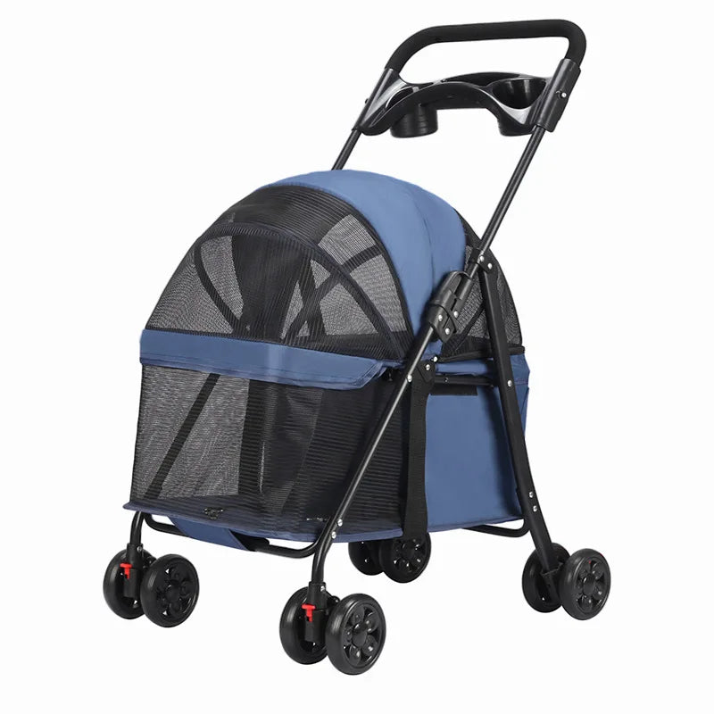 Pet Stroller Cat Dog Small Breeds Lightweight Foldable Outdoor Push Cart Pet Trolley Puppy Stroller Lightweight