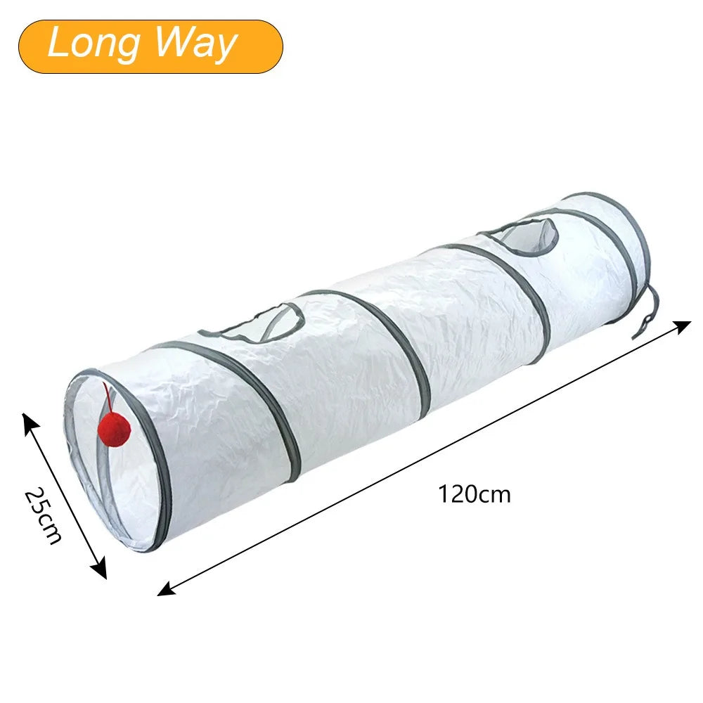 Foldable Polyester Cat Tunnel Tube — Portable Breathable Interactive Play Nest for Cats & Small Pets