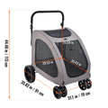 SucceBuy Pet Stroller Portable Puppy Stroller Carrier w/ Breathable Mesh Windows&Height-Adjustable Height Stroller for Cats Dogs