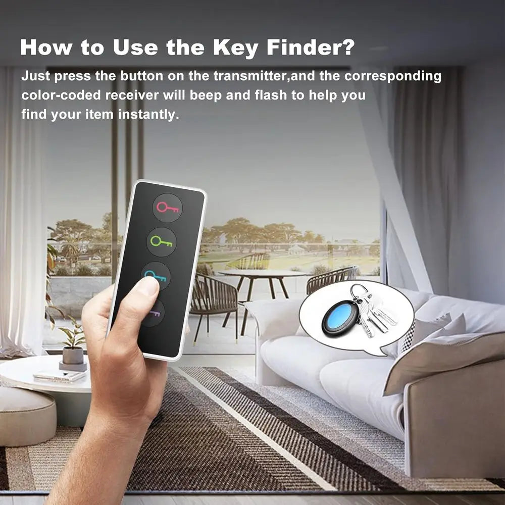 High-Decibel Wireless Key Finder Set with 4 Receivers & 100 LED Tags