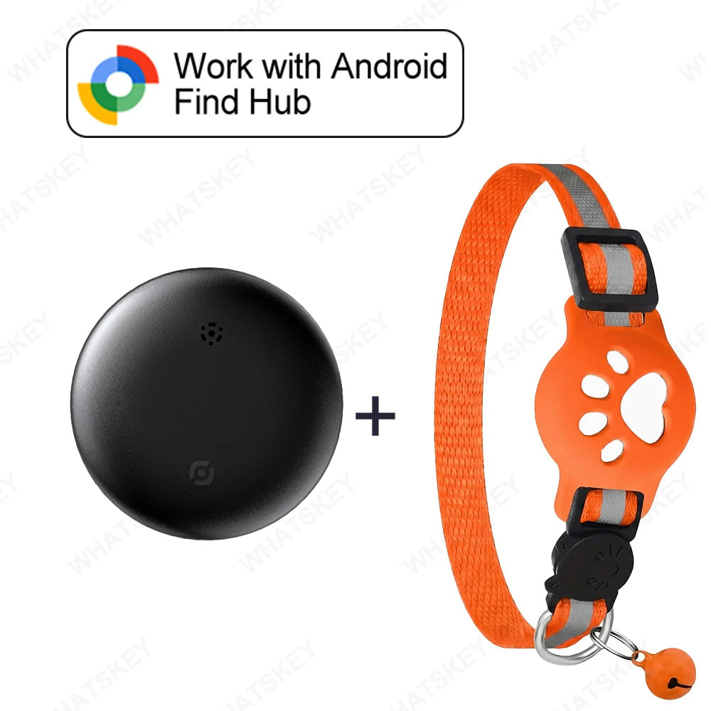 Adjustable GPS Pet Collar Tracker Kit for Android - Google Find My Compatible Cat & Pet Electronic Locator