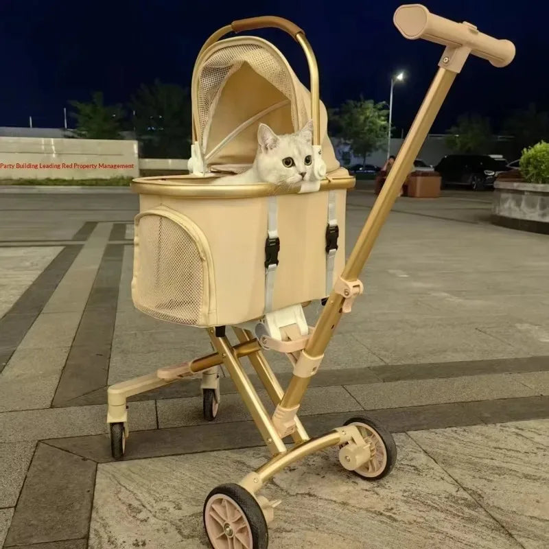 2026 New One Click Foldable Pet Stroller Portable Separable Light Weight Universal Outdoor Travel for Cats and Dogs Pet Stroller