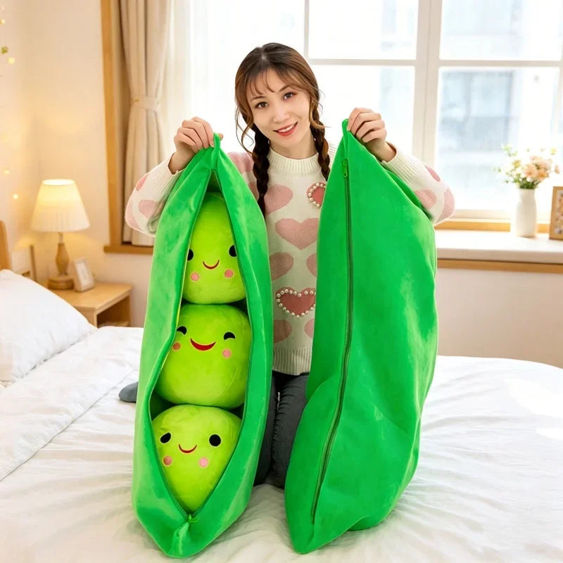 Pea Pod Plush Stuffed Toy — Cute Funny Dutch Bean Doll Birthday Gift & Home Decor