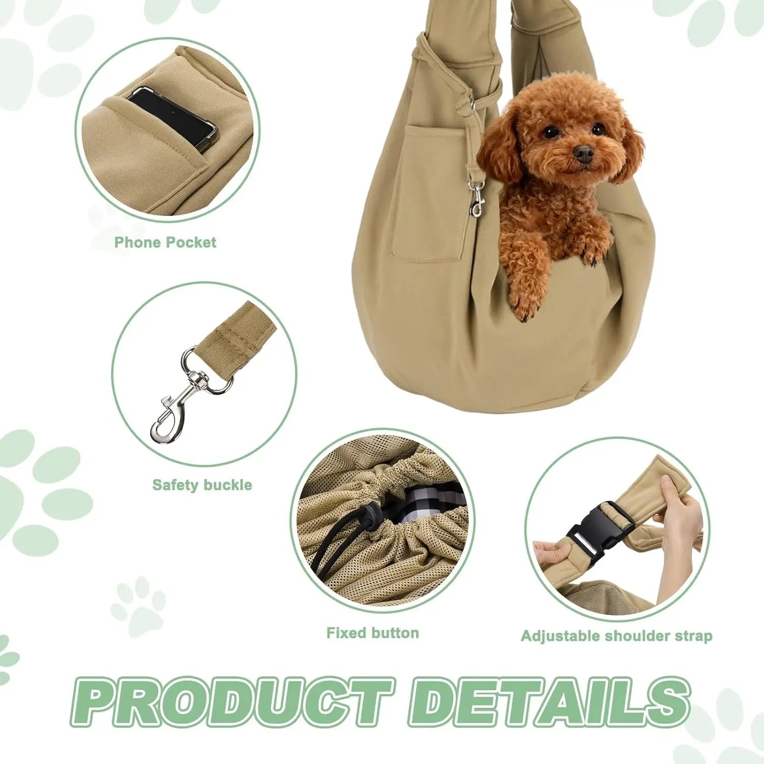 Dog Cat Sling Carrier for Small Pets Up to 16.5Lbs Breathable Mesh Buckle Cross Body Shoulder Bag for Outdoor Travel Camping