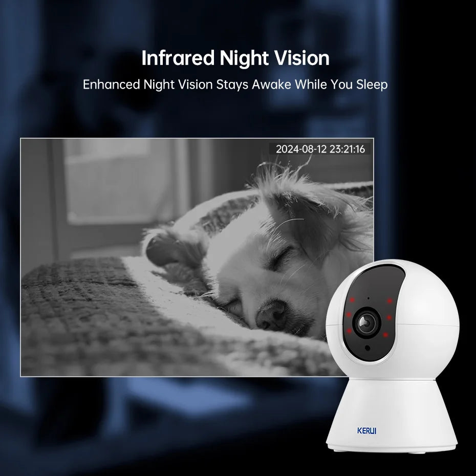 KERUI 4K 8MP Smart WiFi Pet Camera with Night Vision, AI Alerts & Tuya Smart Home Integration