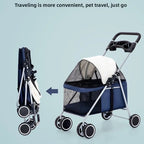 Portable Foldable Outdoor Pet Stroller Lightweight Small Dogs Cats Rabbits Pet Stroller Pet Stoller Stroller for Dog Dog Trolley