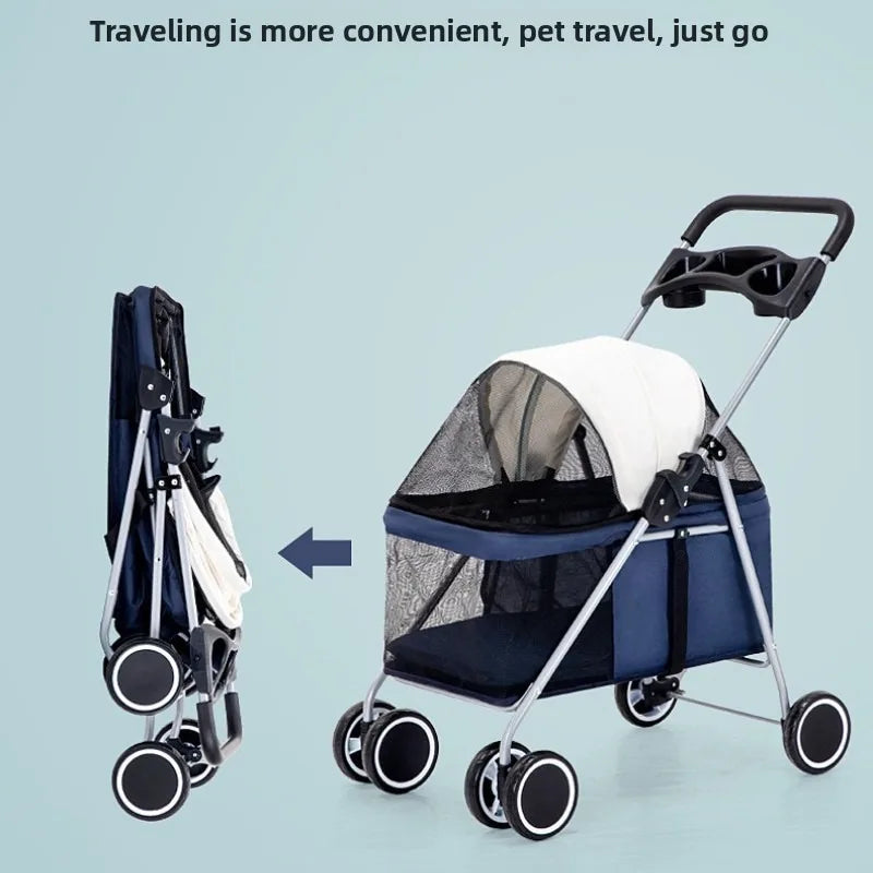 Portable Foldable Outdoor Pet Stroller Lightweight Small Dogs Cats Rabbits Pet Stroller Pet Stoller Stroller for Dog Dog Trolley