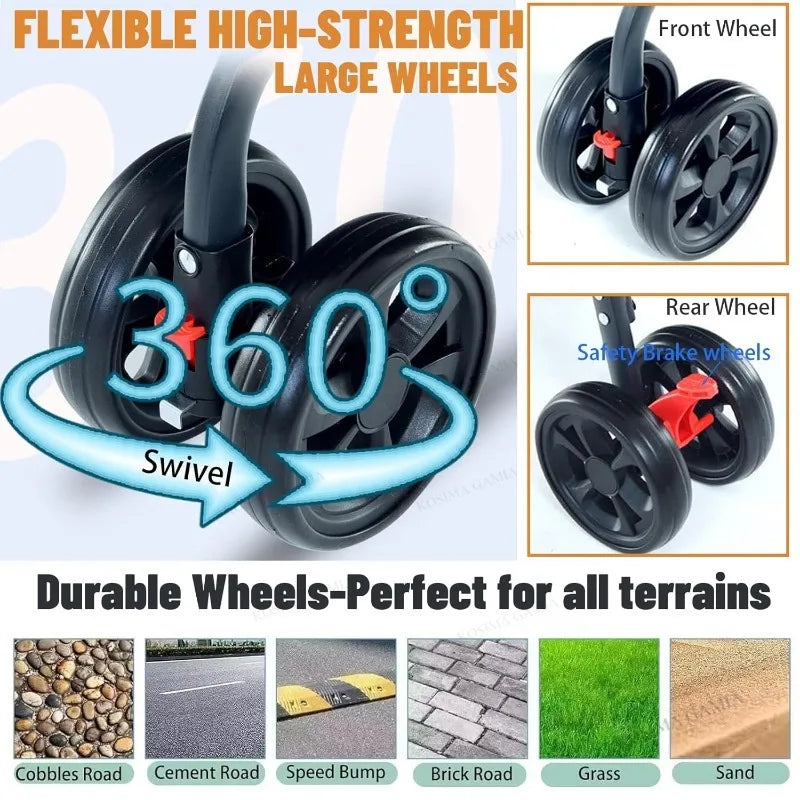 3-in-1 Pet Dog Stroller Cat Stroller Removable Carrier Dog Wagon for Medium Dogs Up To 55lbs Easy Foldable Pet Stroller